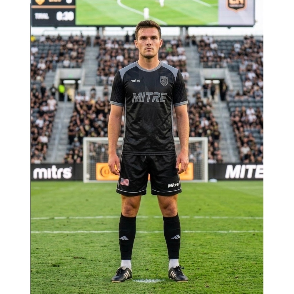 Mitre Different League Mens 7" Soccer Shorts Black Honeycomb USA Flag Medium